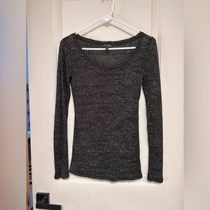 Express Metallic Black Long Sleeve Top